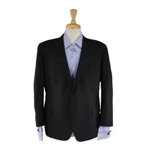 Mitsukoshi Tokyo Bespoke Vintage 1966 Solid Black 2-Btn Wool Blazer 42S